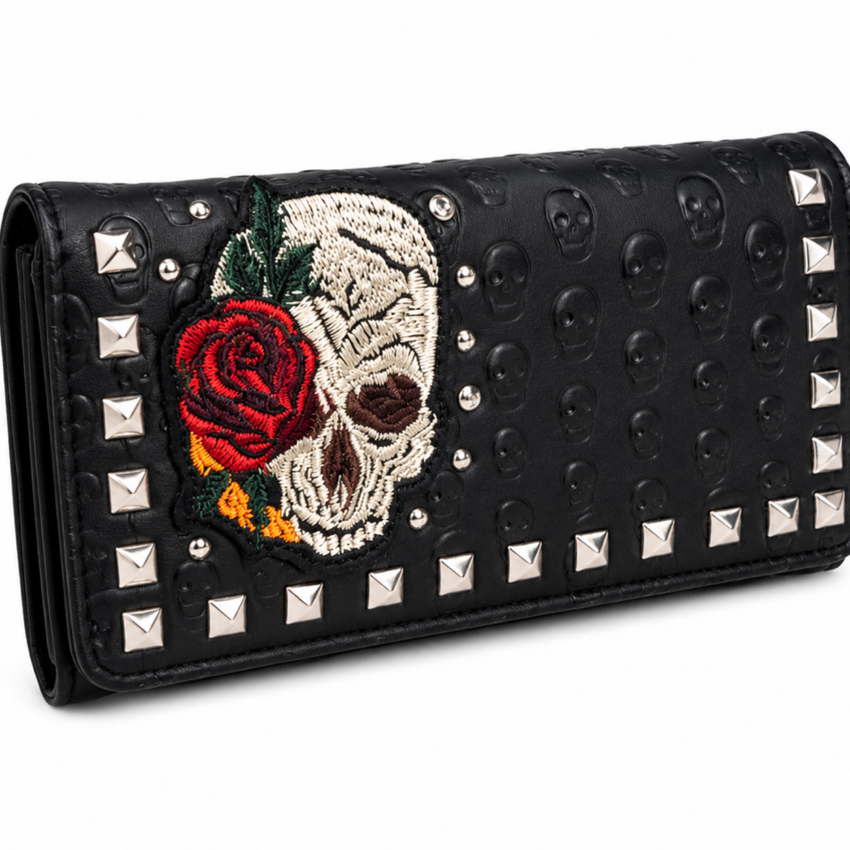 Skull & Rose Studded Wallet