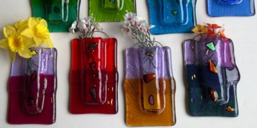 Fused Glass Class with Denise 3 Bud Vases