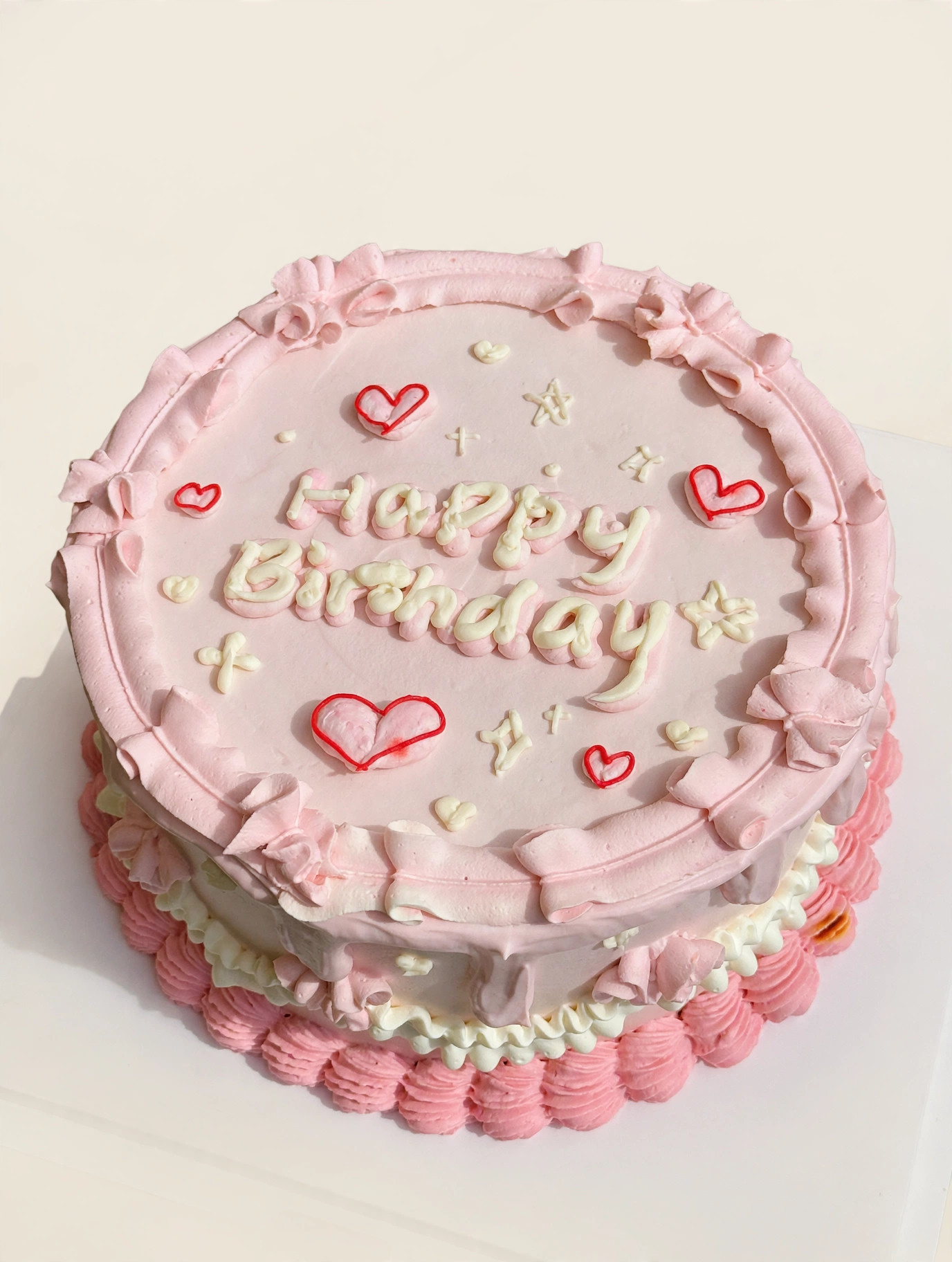 Pink Heart Vintage Cake — HoneyMe Bakery, Bellevue