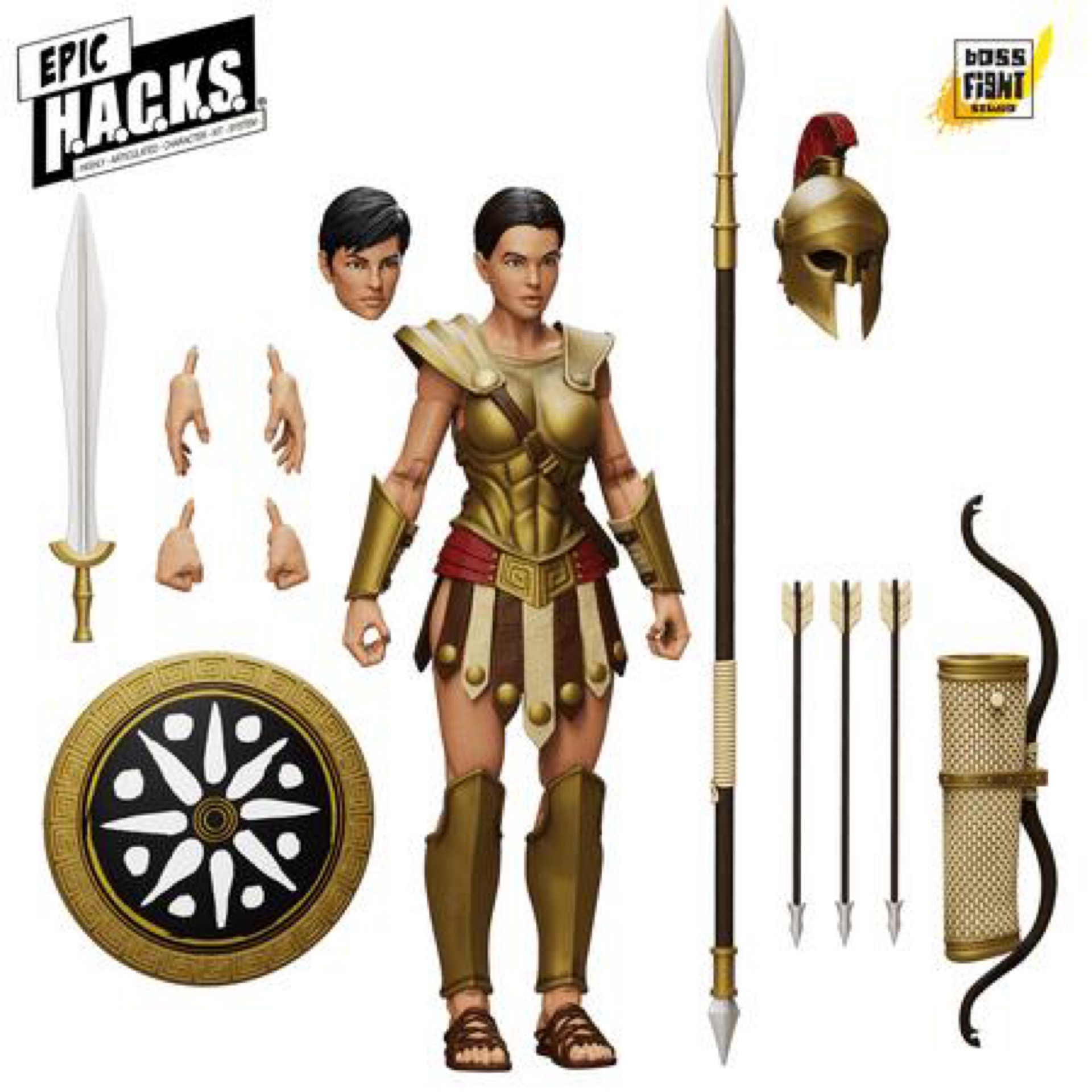 Boss Fight Studio Epic H.A.C.K.S. Core Wave 1 Warrior: Pride of Ares Action Figure - Highly Articulate Collectible Figurine with Interchangeable Parts and Accessories