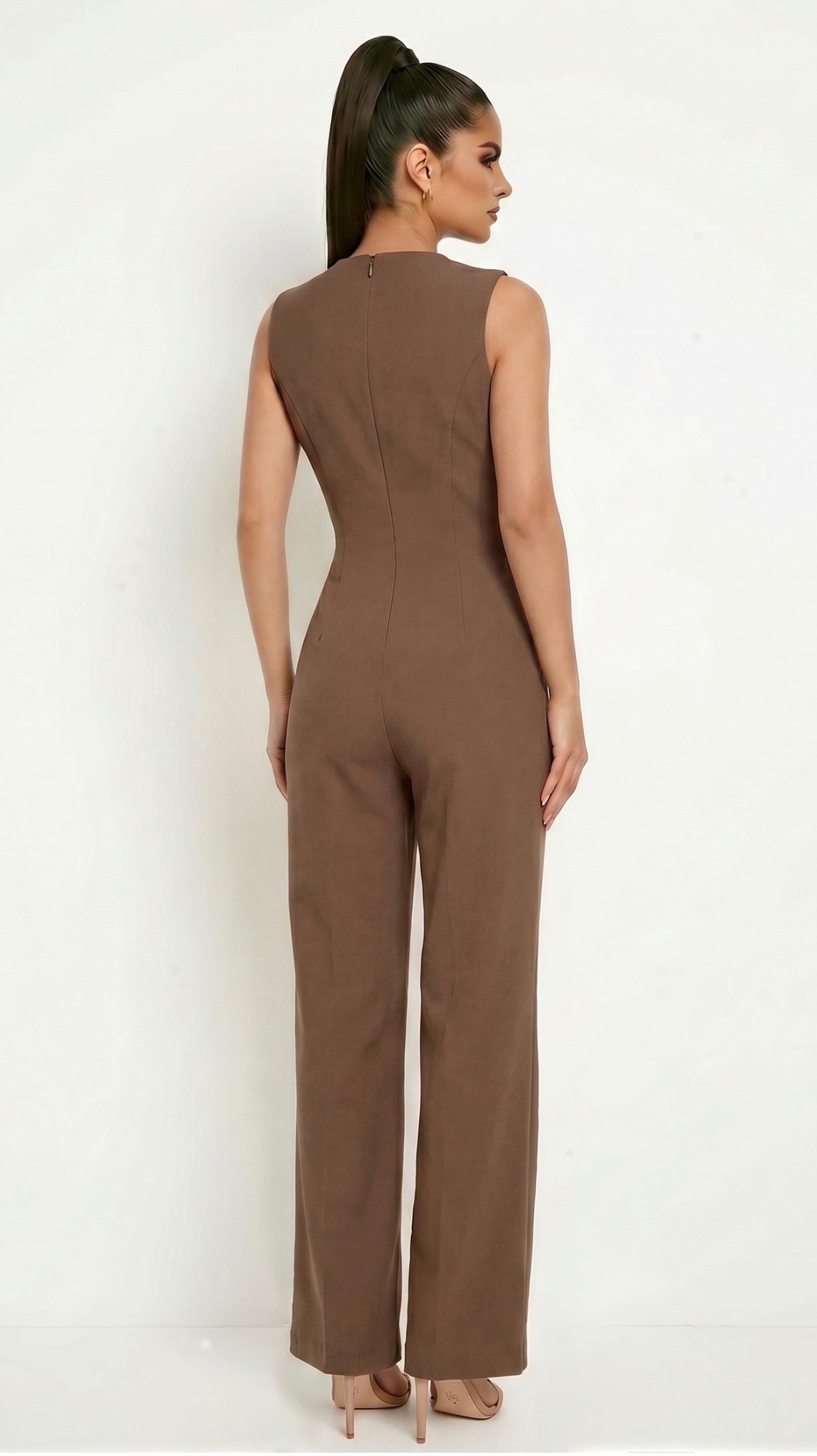 Buttoned Vest Sleeveless Jumpsuit