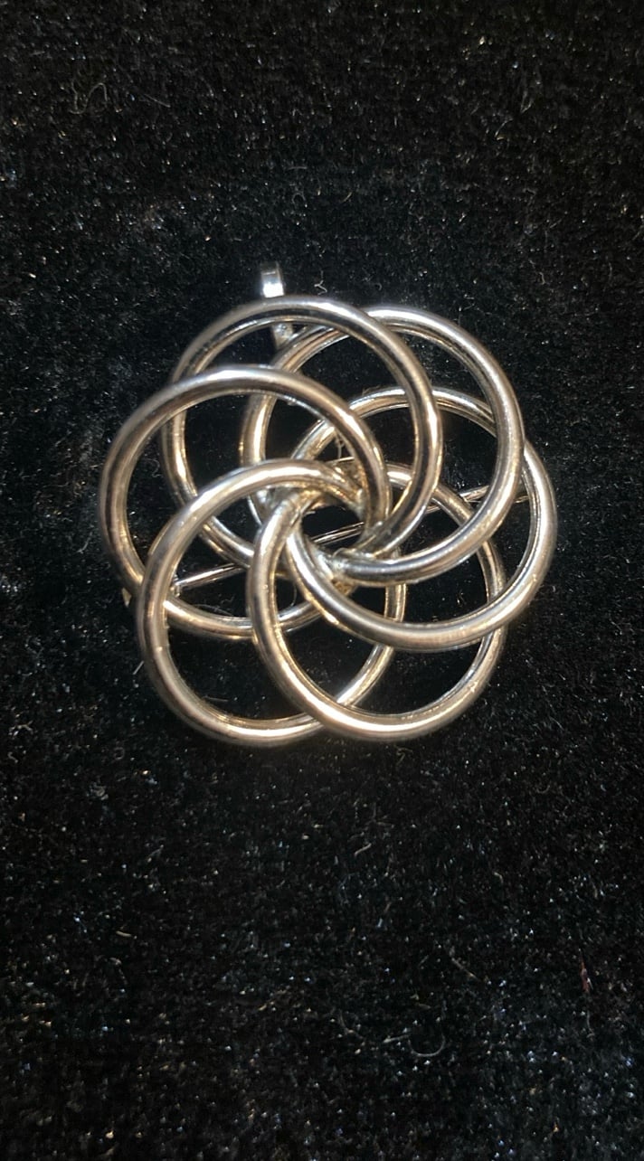 STERLING Brooch Pendant: Carl Art Round Knot Convertible Pin
