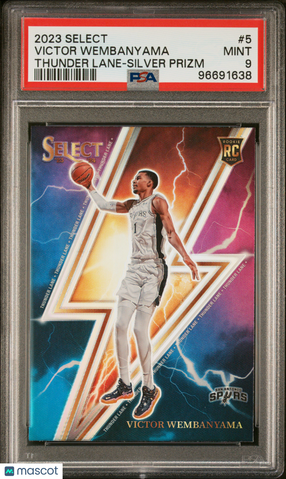 2023 Panini Select Thunder Lane Victor Wembanyama #5 Silver Prizm PSA 9
