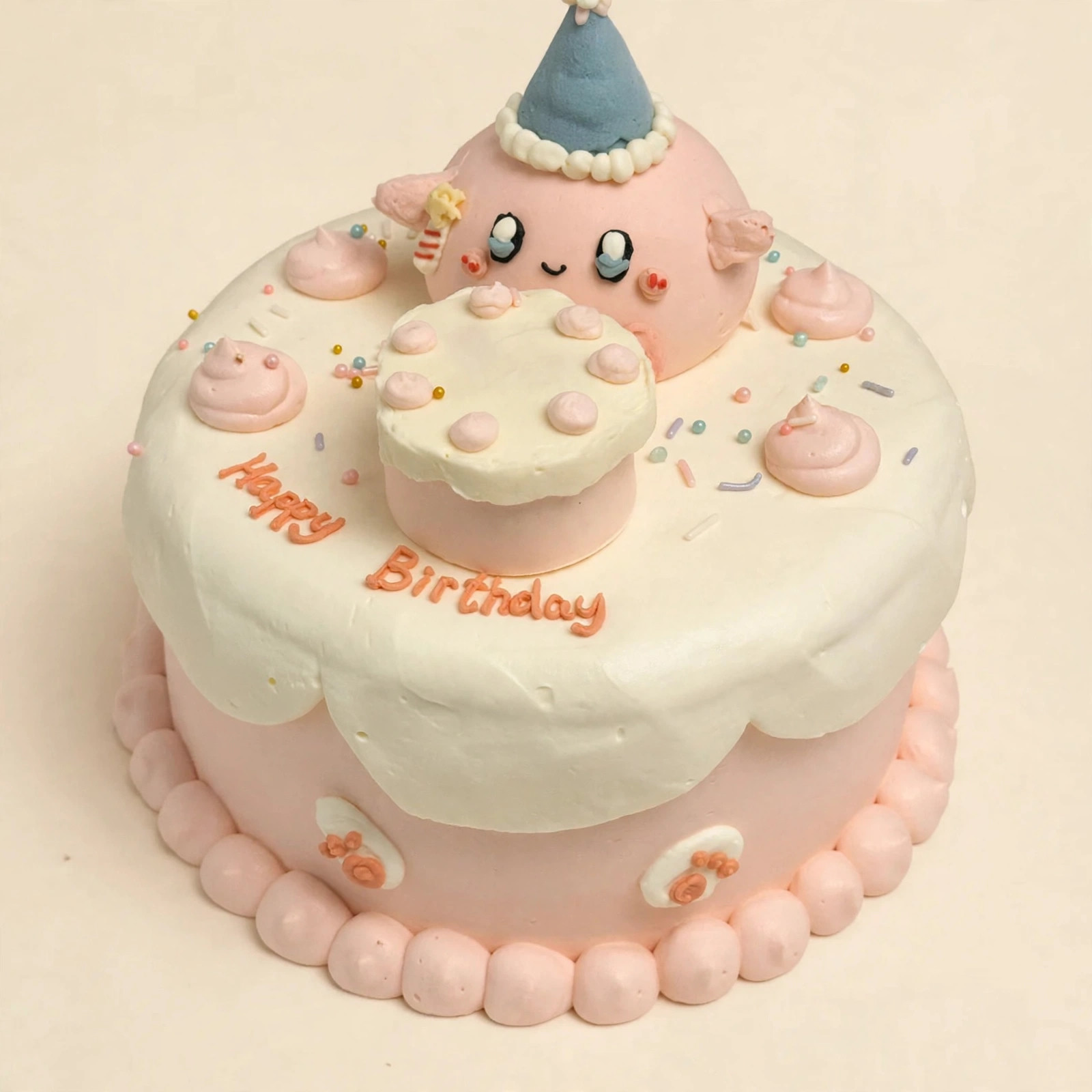 Pink Kirby Birthday Cake — HoneyMe Bakery, Bellevue