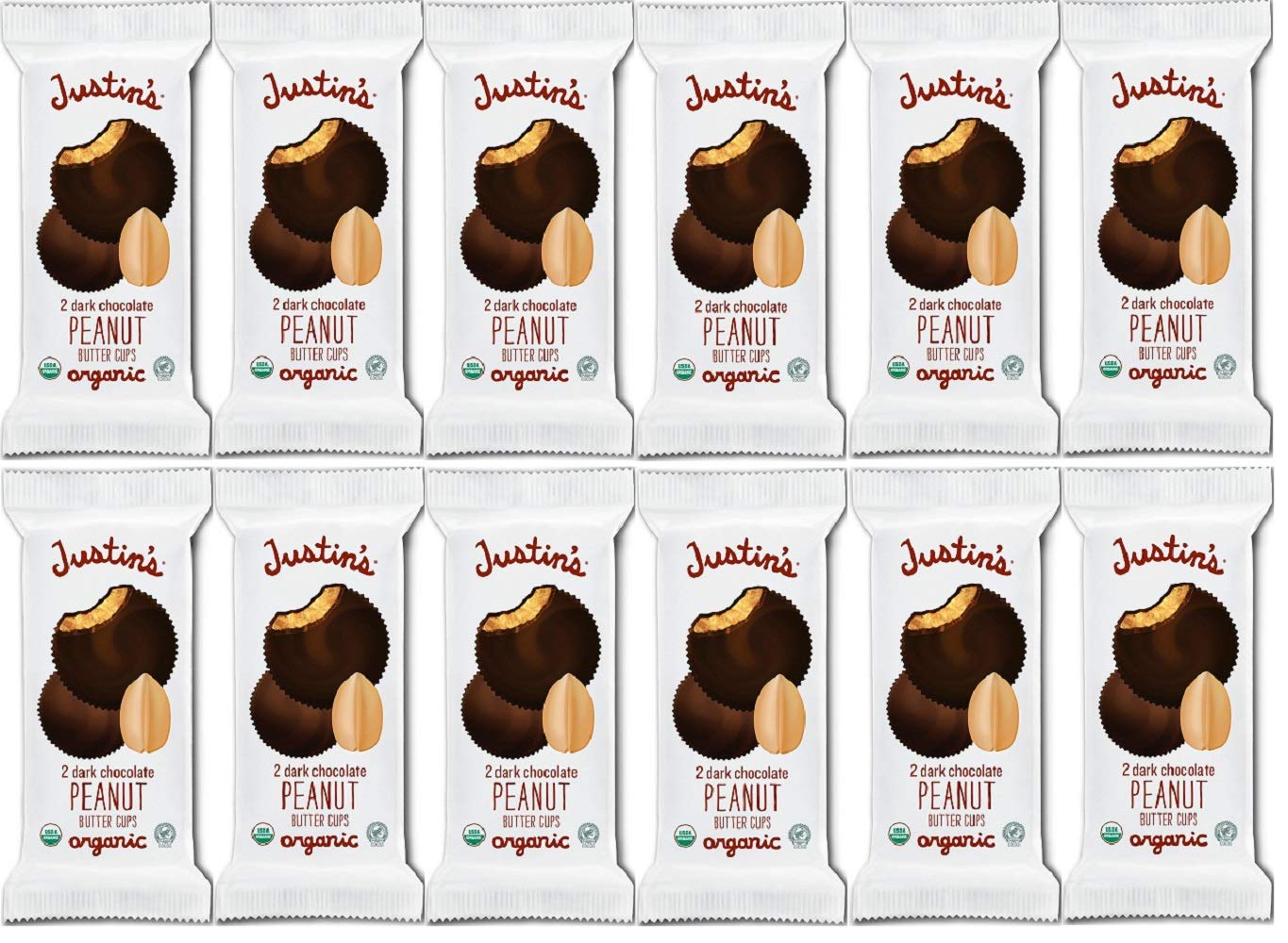 Justin's Dark Chocolate Peanut Butter Cups 1.4 oz 12 ct
