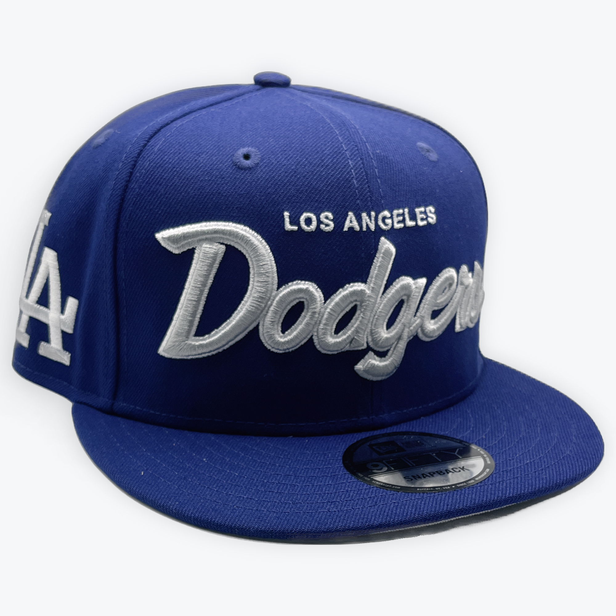 Los Angeles Dodgers New Era Script Snapback Hat with LA Patch