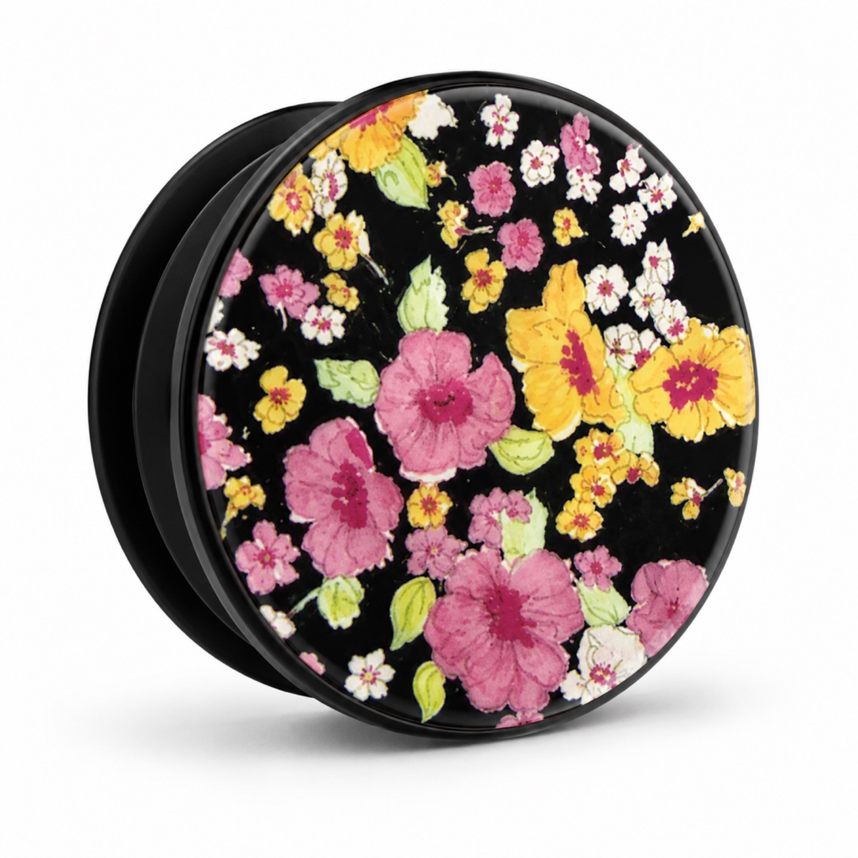 Black Floral Phone Grip Stand