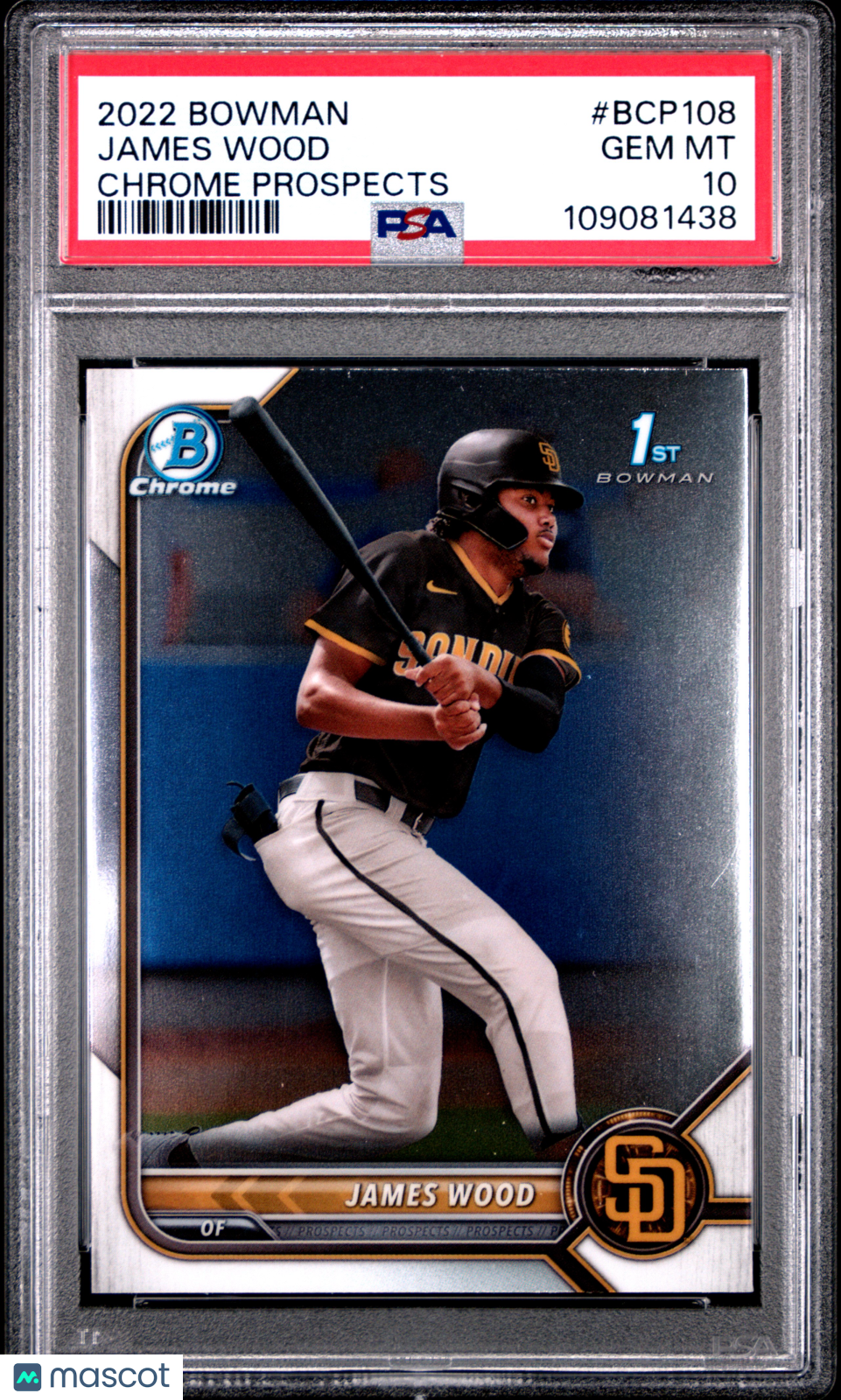 2022 Bowman Chrome Prospects James Wood #BCP108 PSA 10