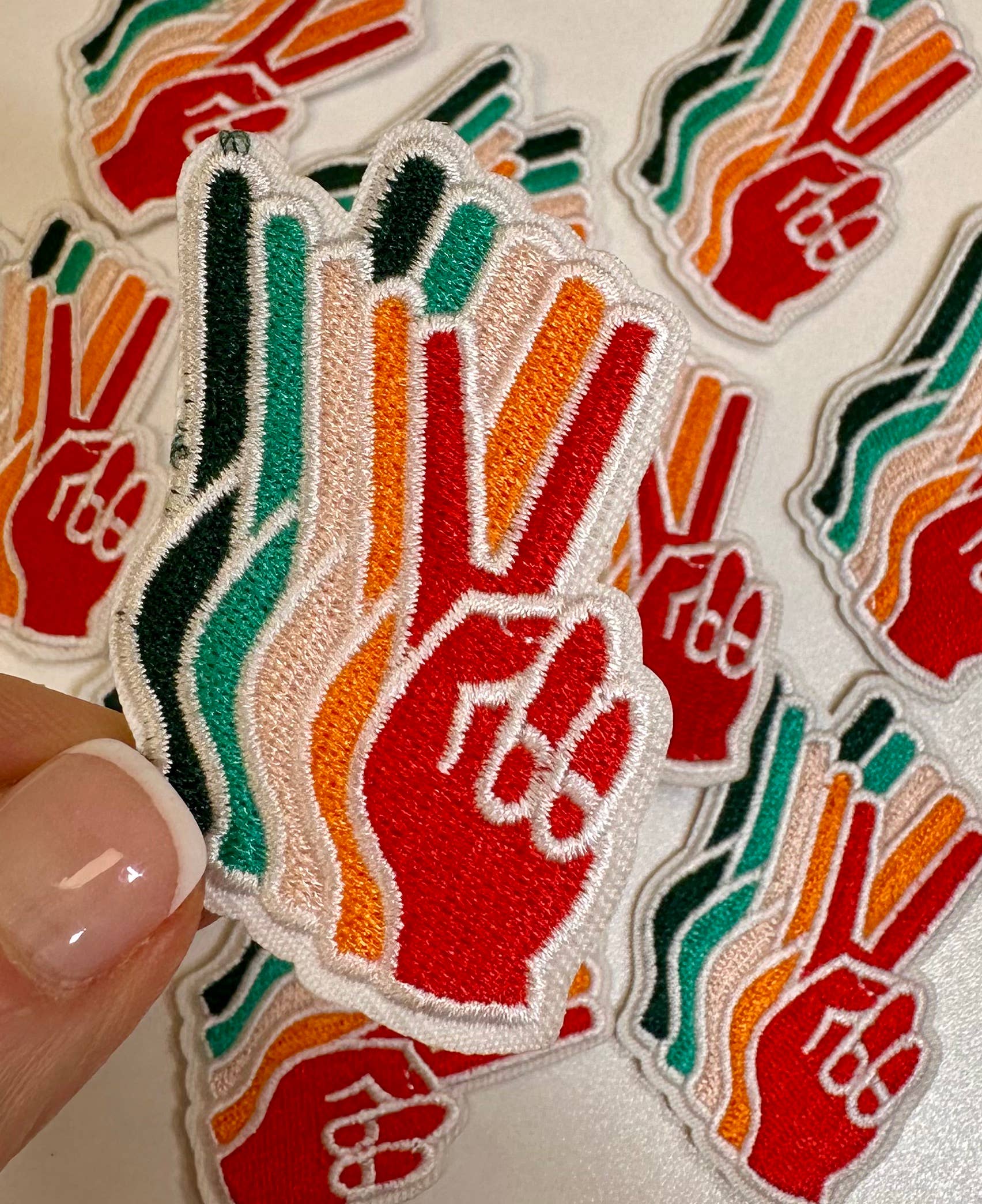 Peace Sign hand, peace patch, retro
,
Colorful hat patch