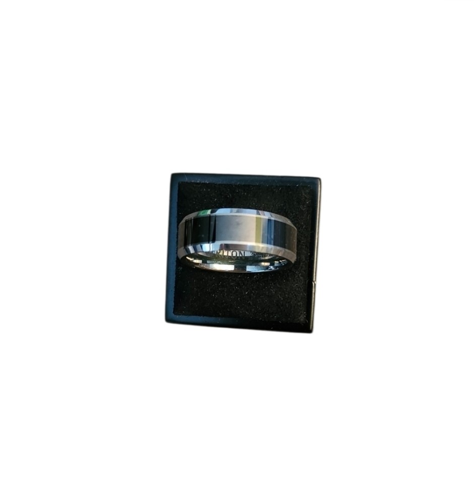Triton Size 10 TC850 Tungsten Carbine Black Ceramic Inlay Ring