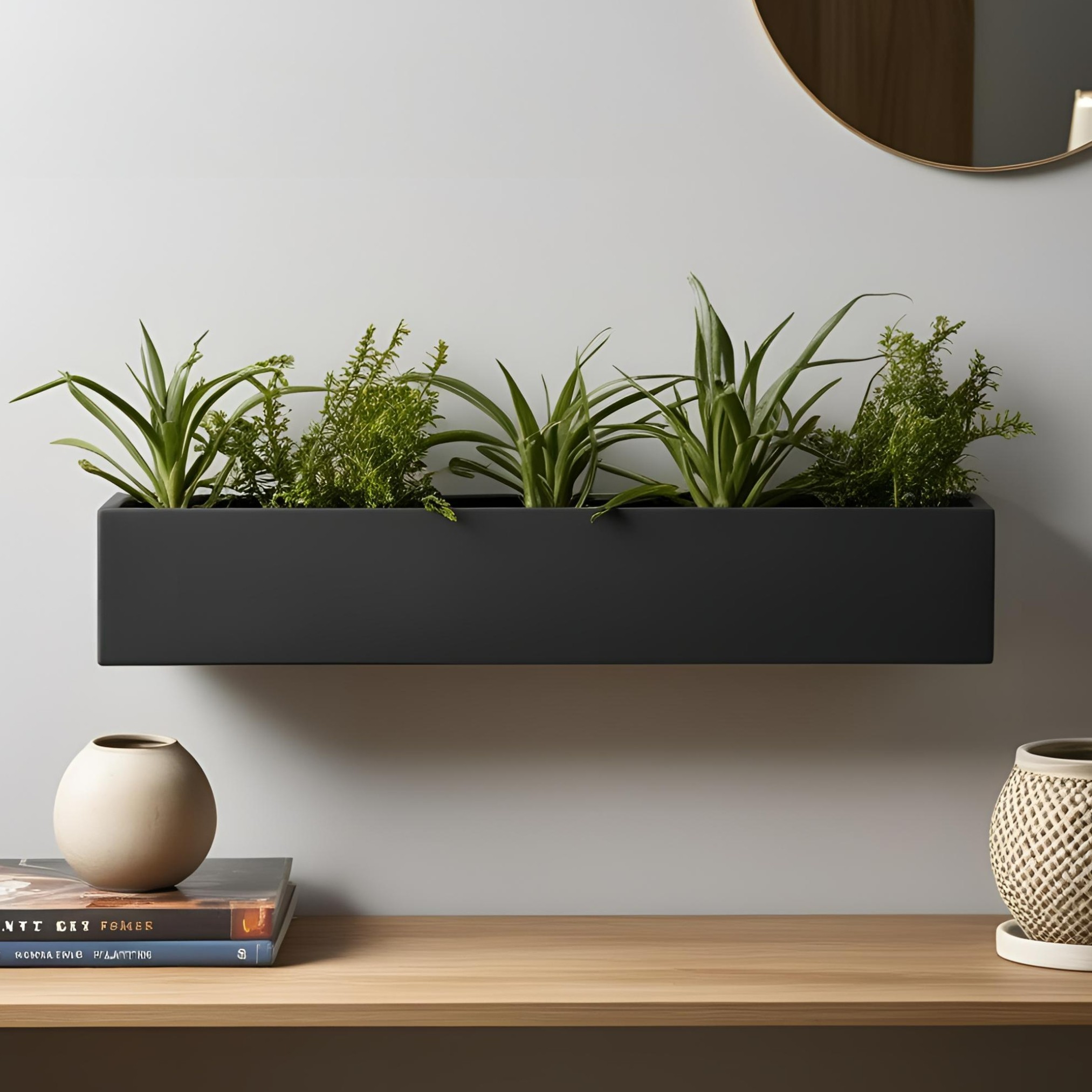 Long Rectangular Wall Mounted Planter