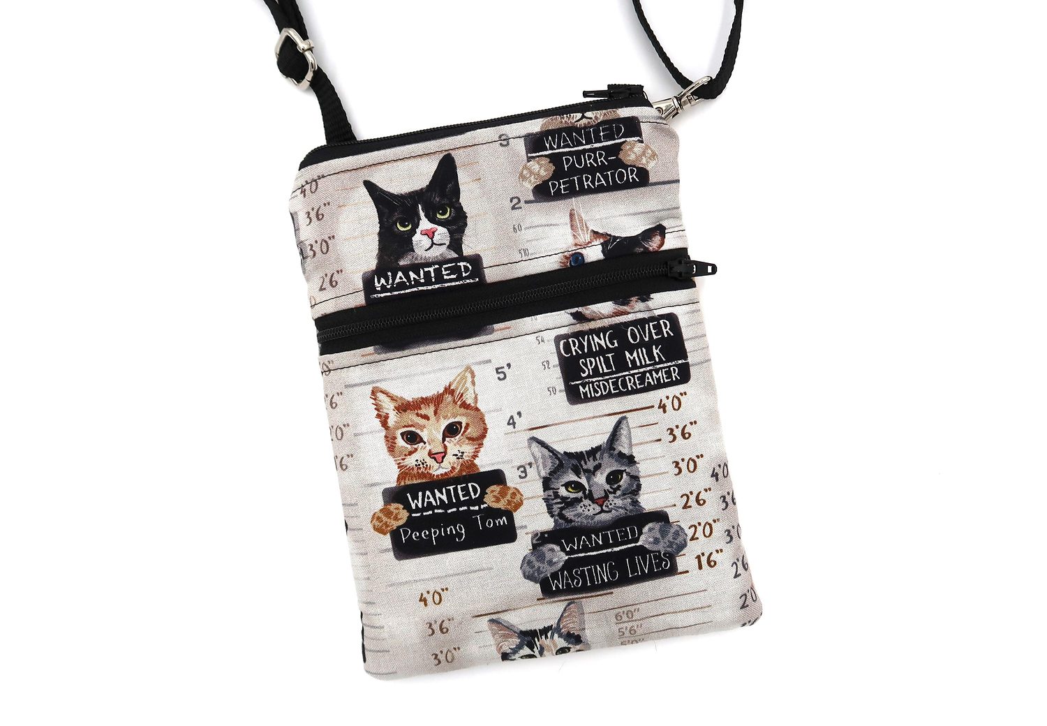 Small Crossbody Bag – Cat Mugshots – handmade crossbody bag