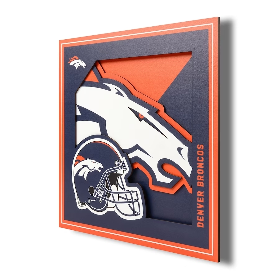 Denver Broncos 3D Wall Art 12x12"
