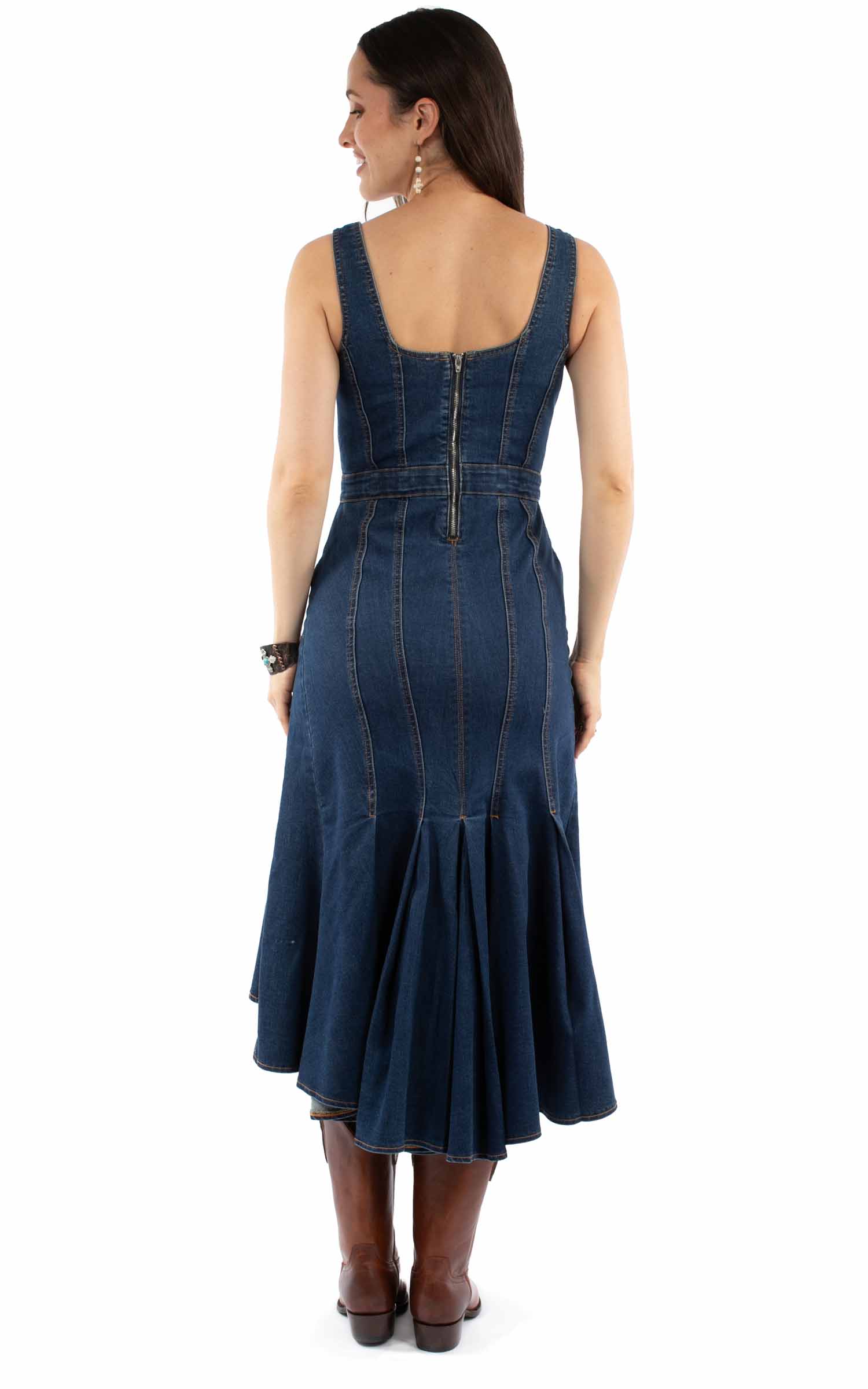 HI/LO SLEEVELESS DENIM DRESS