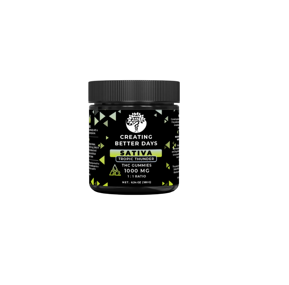 Tropical Thunder Gummies (Sativa) - Tropical Fruit Flavor 25mg D9 (1:1 with 25mg CBD) - Regular