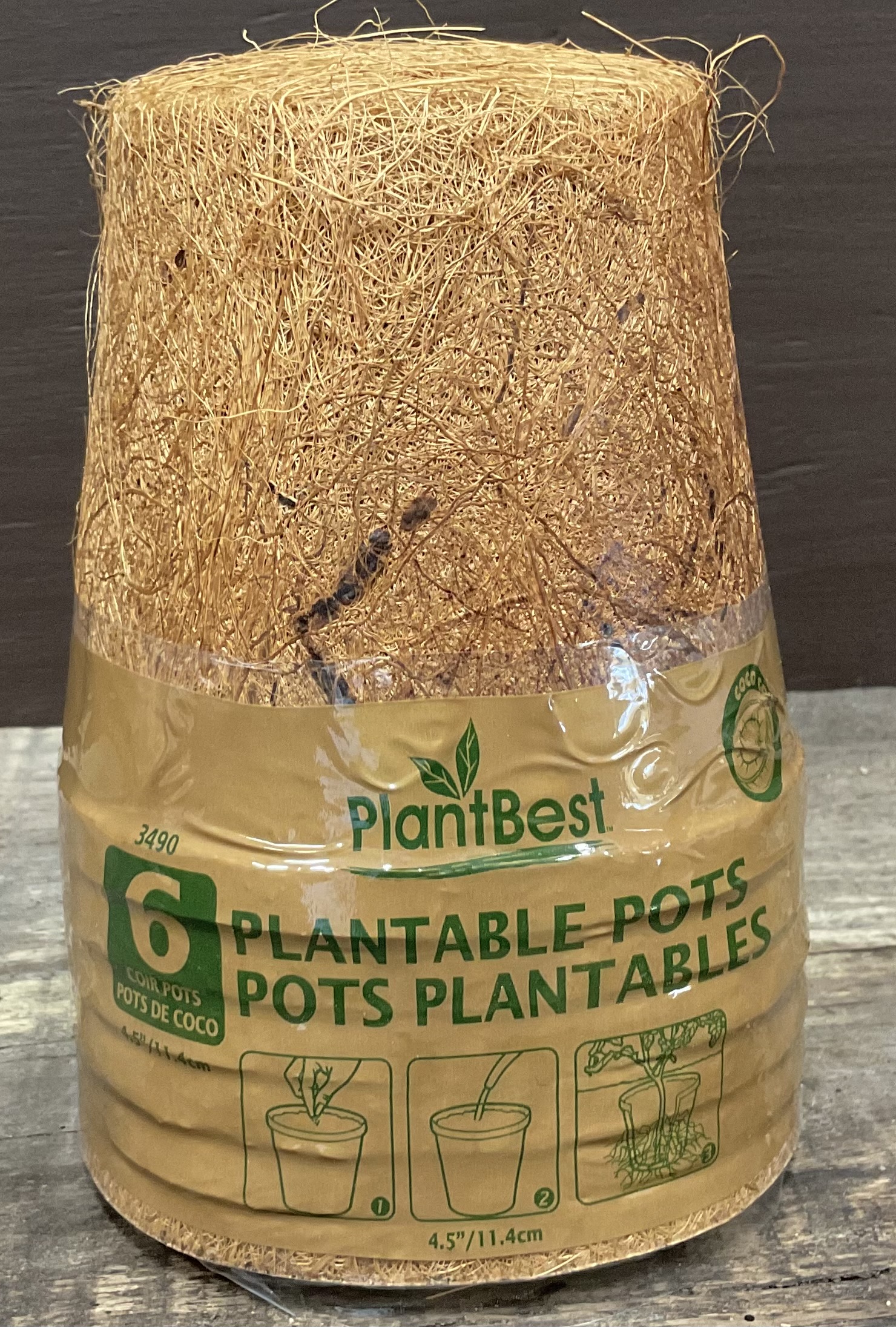 PlantBest 6 Coir Plantable Pots, 4.5” Large