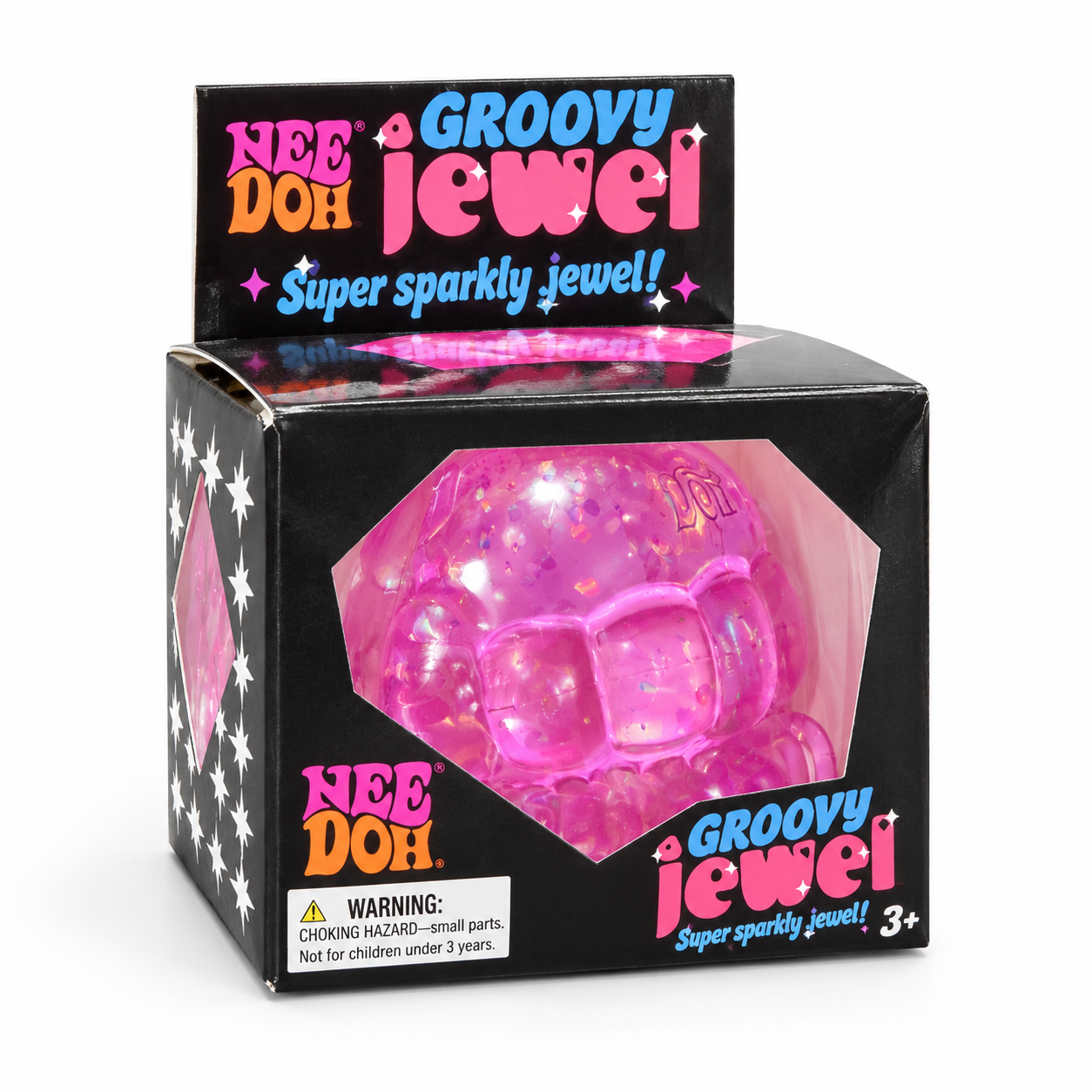 NeeDoh Groovy Jewel Pink Super Sparkly Squishy Toy