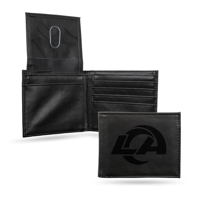 Los Angeles Rams Black Laser Engraved Leather Wallet