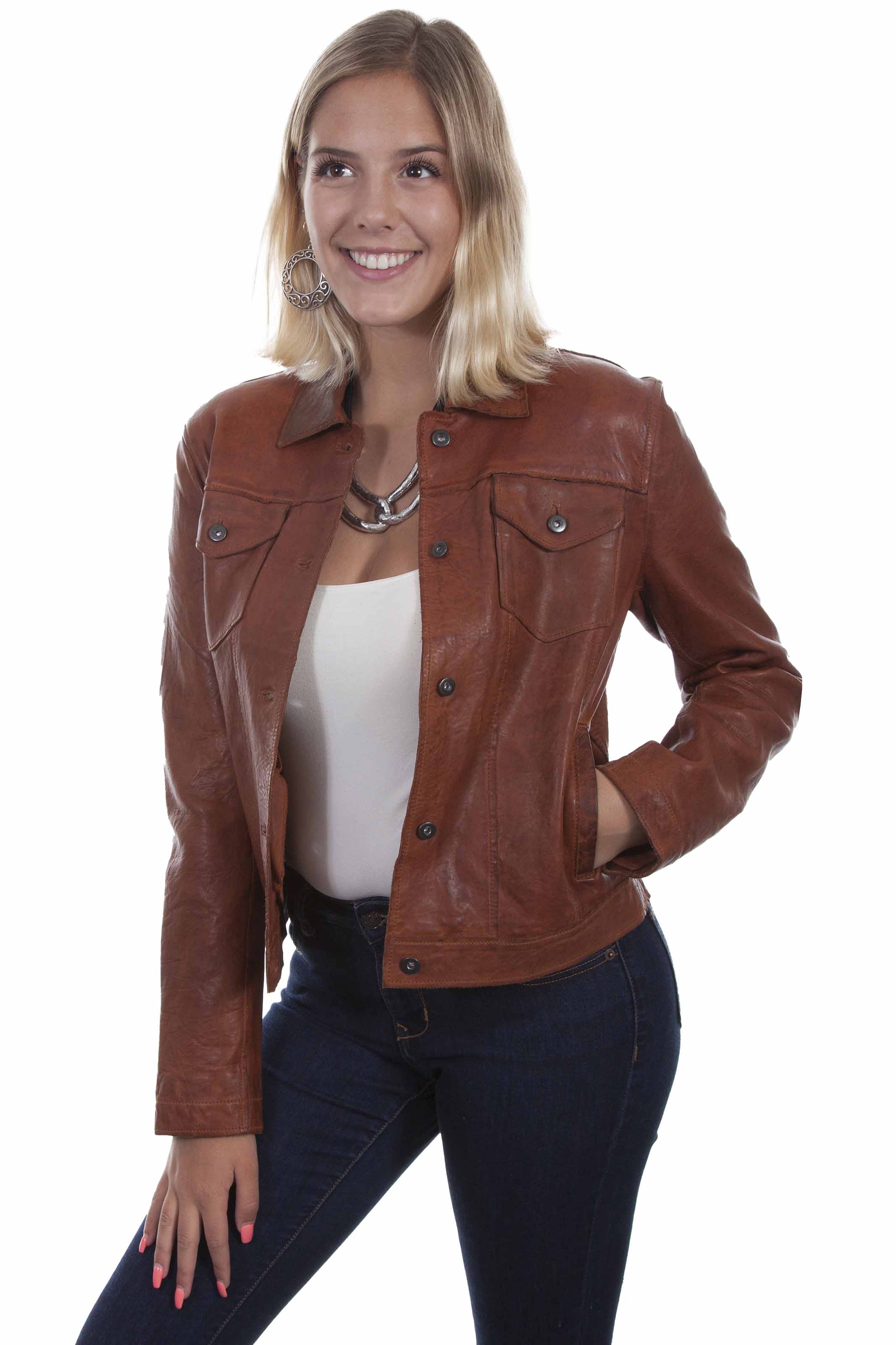 LEATHER JEAN JACKET