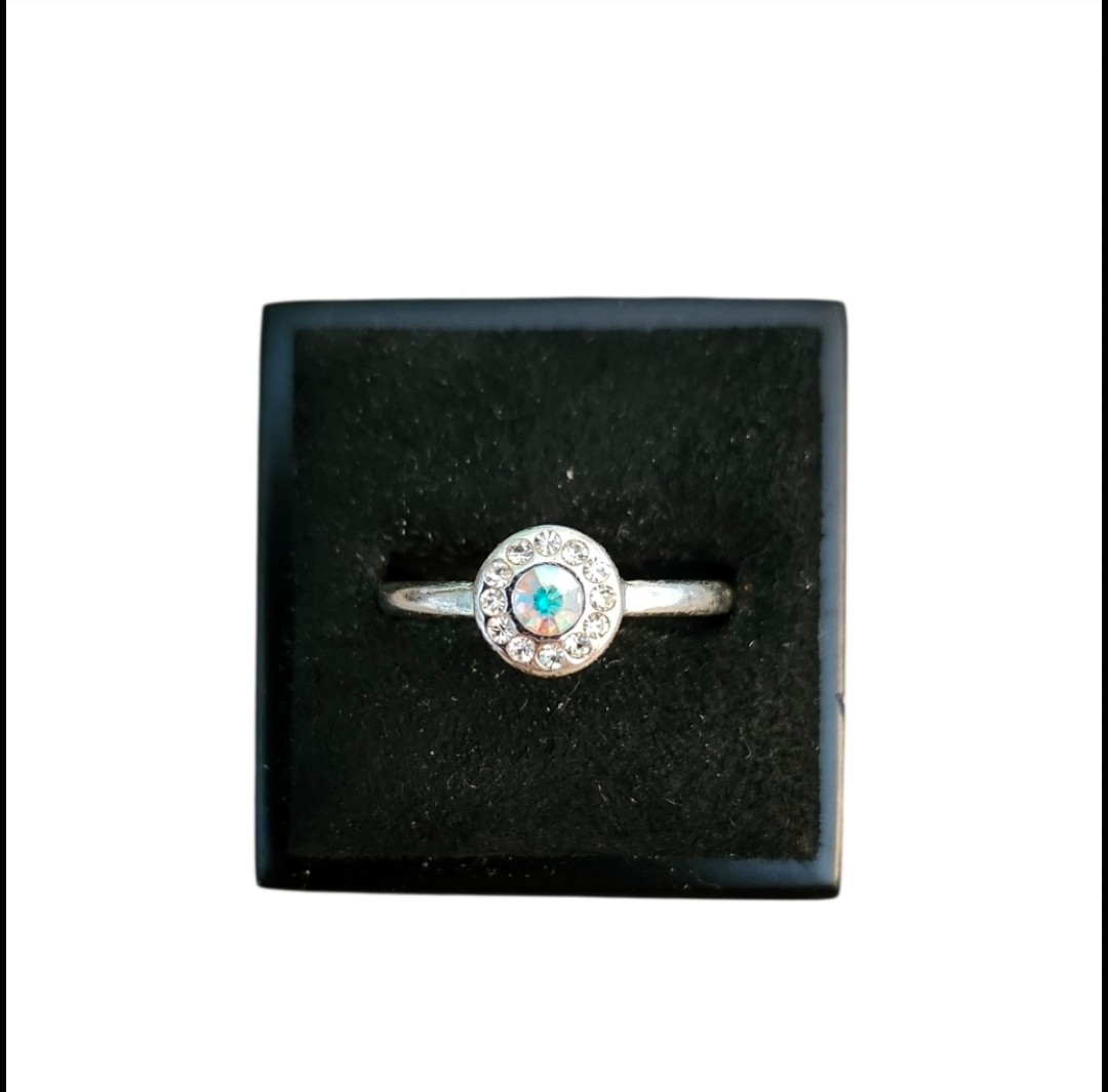 Size 6.5 Silver Toned Cubic Zirconia Halo Ring