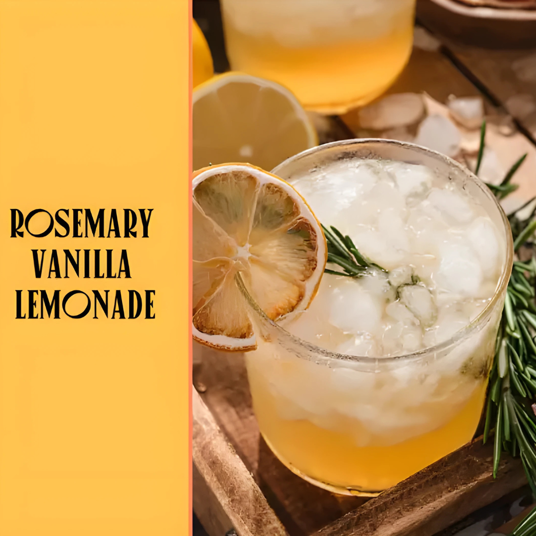 A visualization of the menu item "Rosemary Vanilla Lemonade"