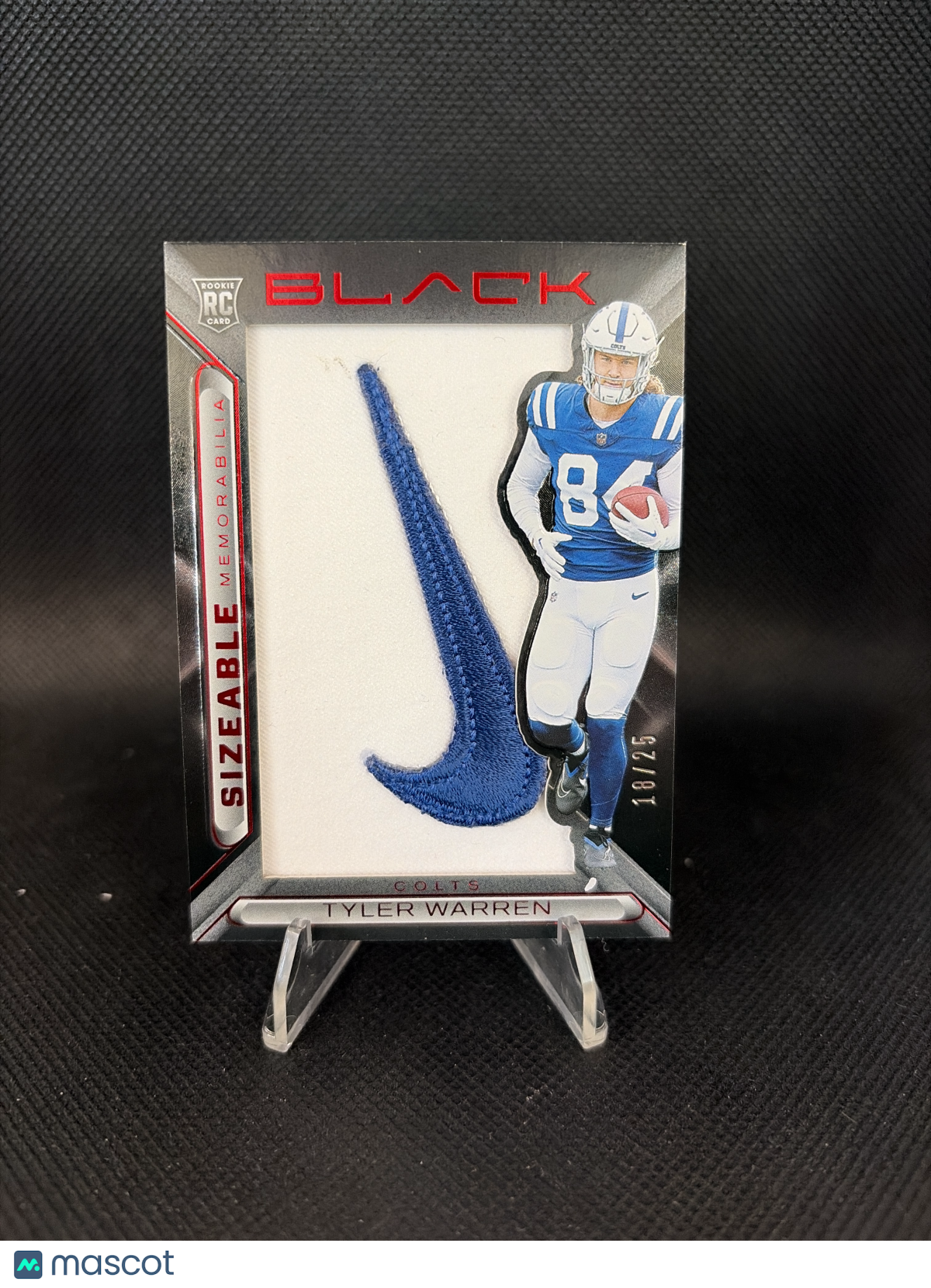 2025 Panini Black Sizeable Memorabilia Tyler Warren Nike Swoosh Patch /25