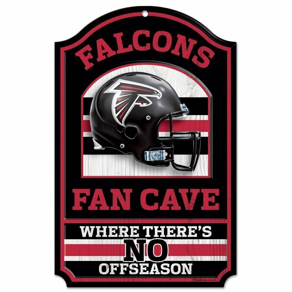 Atlanta Falcons Wood Fan Cave Sign 11x17"