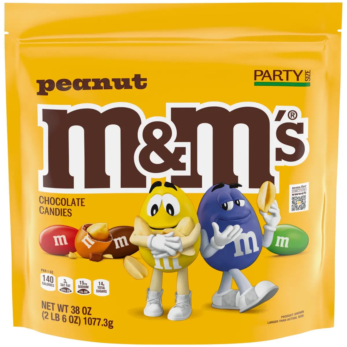 M&M Peanut Chocolate Candy Party Size Bag 38 oz