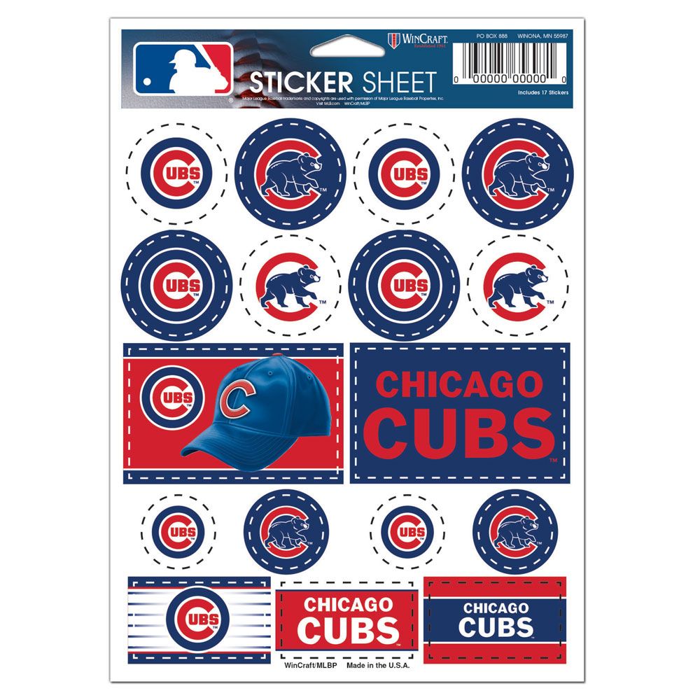 Chicago Cubs Vinyl Decal Sheet 5x7"