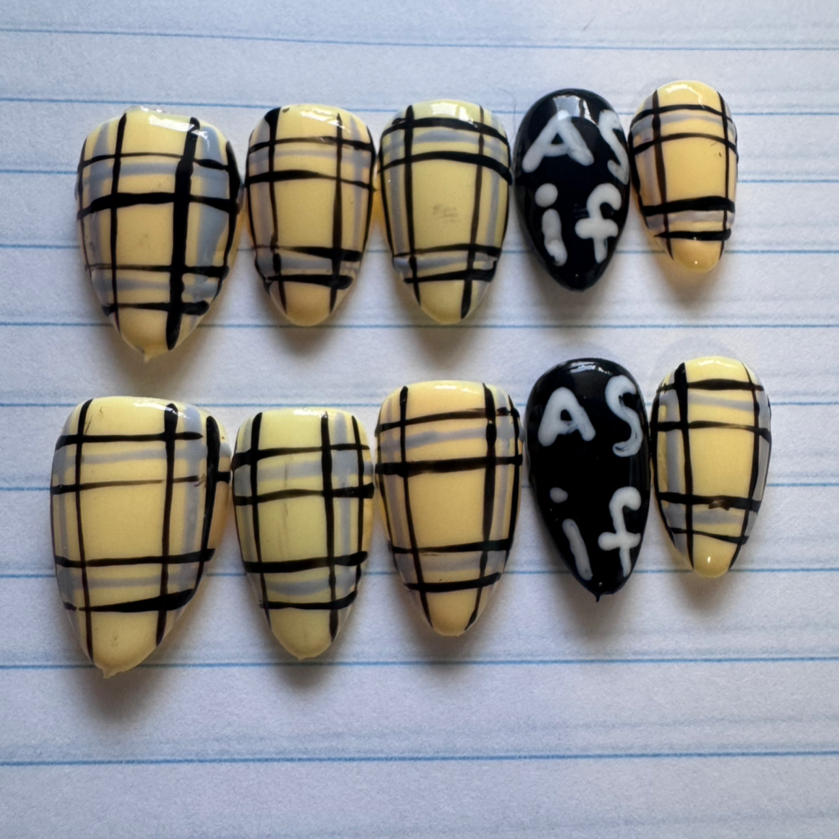 AS if logo hand-painted nail set