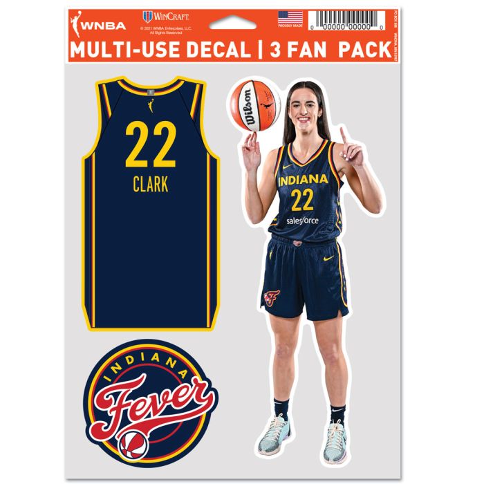 Indiana Fever Caitlin Clark #22 Player Fan Pack Decals 3pack
