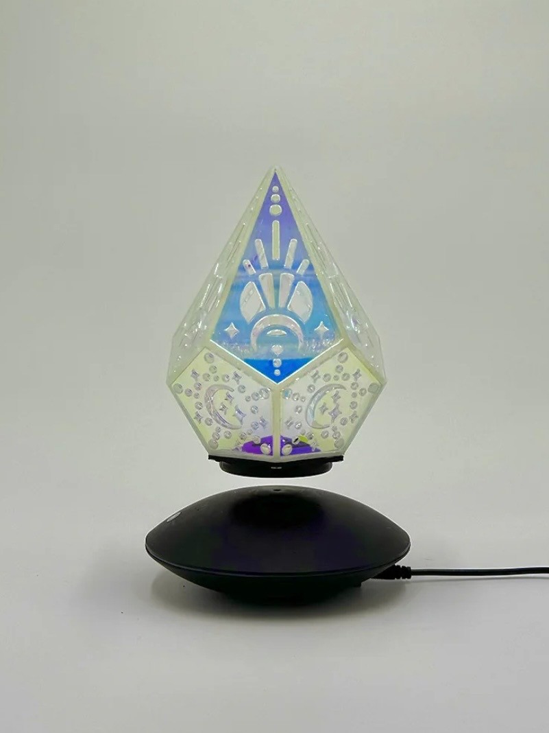 Levitating Iridescent Lamp Adjustable LED Lights Geometric Luna Luxx