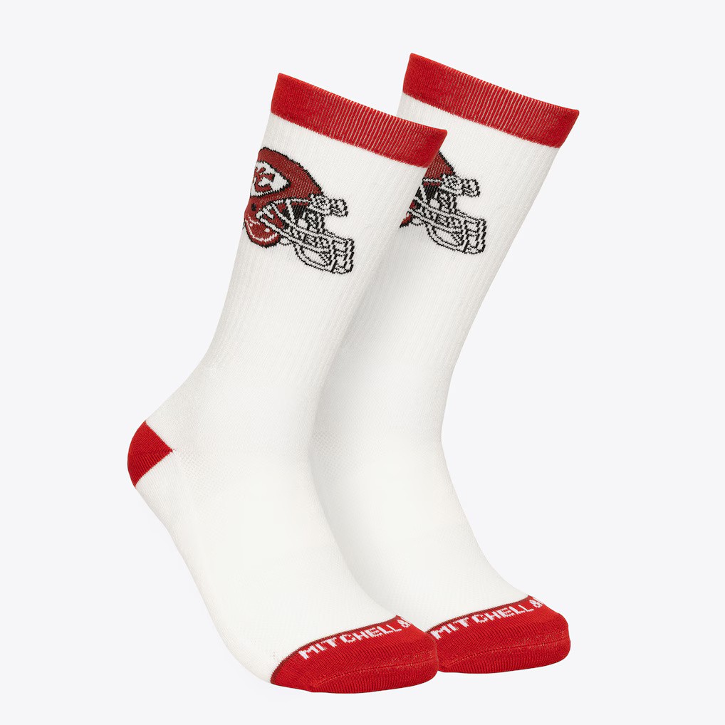 Kansas City Chiefs Retro Mitchell and Ness Touchback Crew Socks