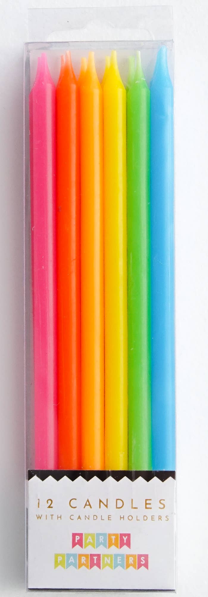 Tall Neon Rainbow Candle Set (12)
