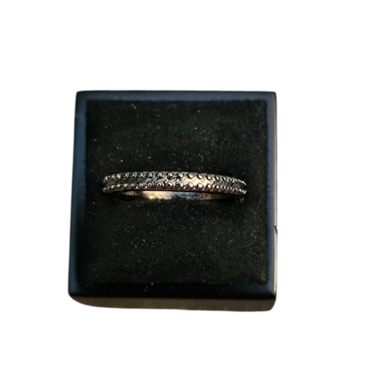 Size 8 Silver Toned Studded Thin Band