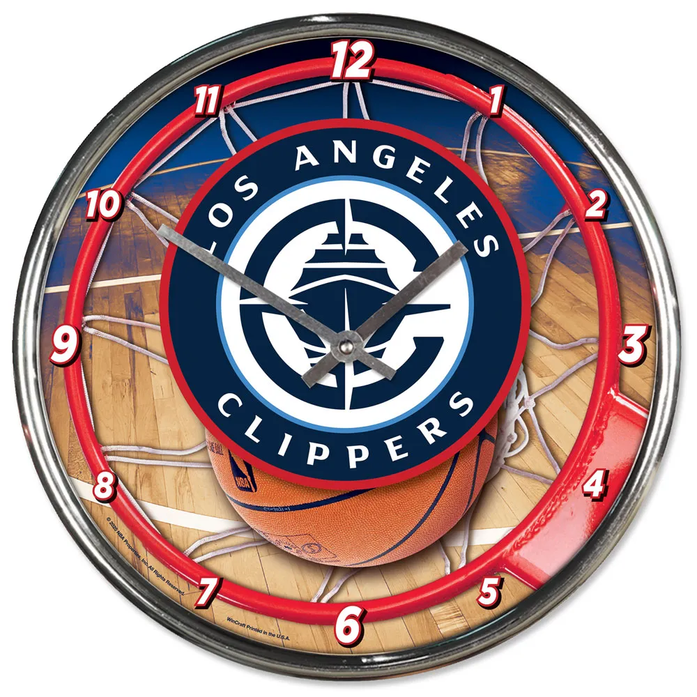 Los Angeles Clippers Round Chrome Wall Clock