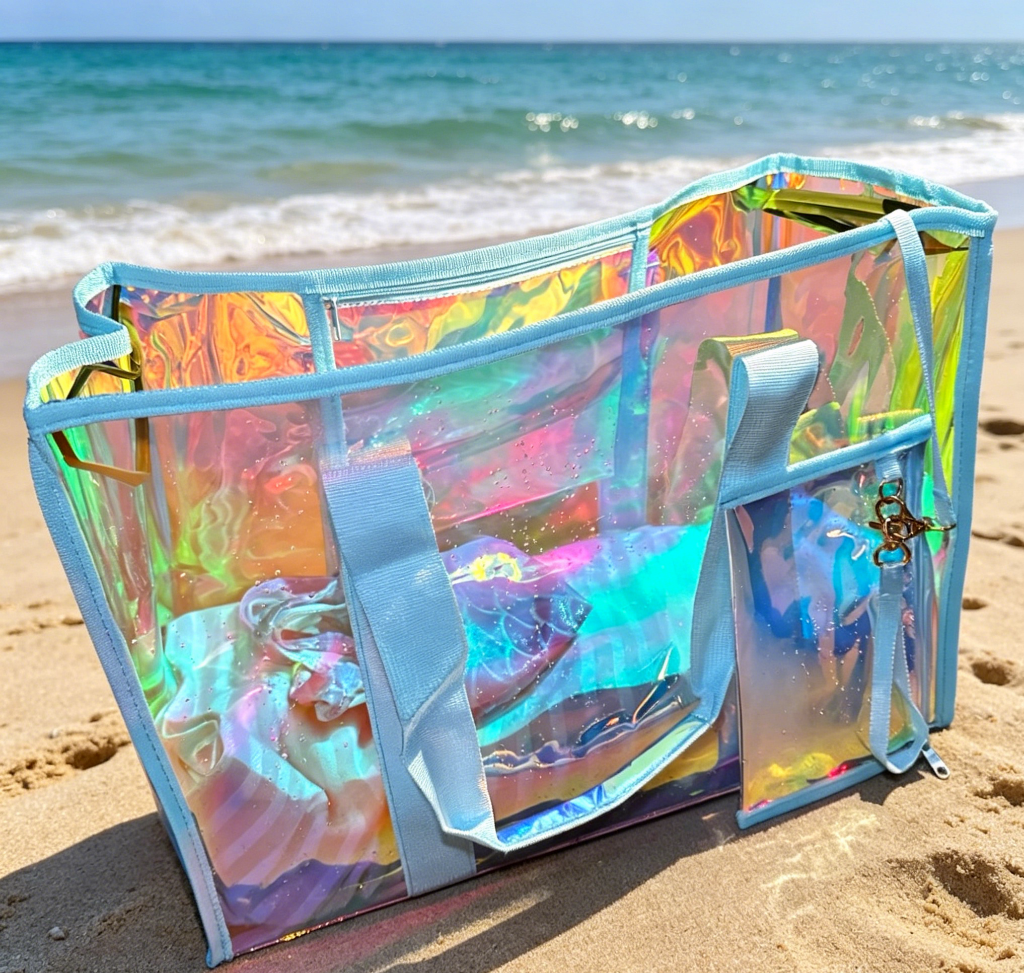 Laser Clear Tote Bag Set Beach Waterproof PVC Tote — Bama Tan boutique, Tuscaloosa AL