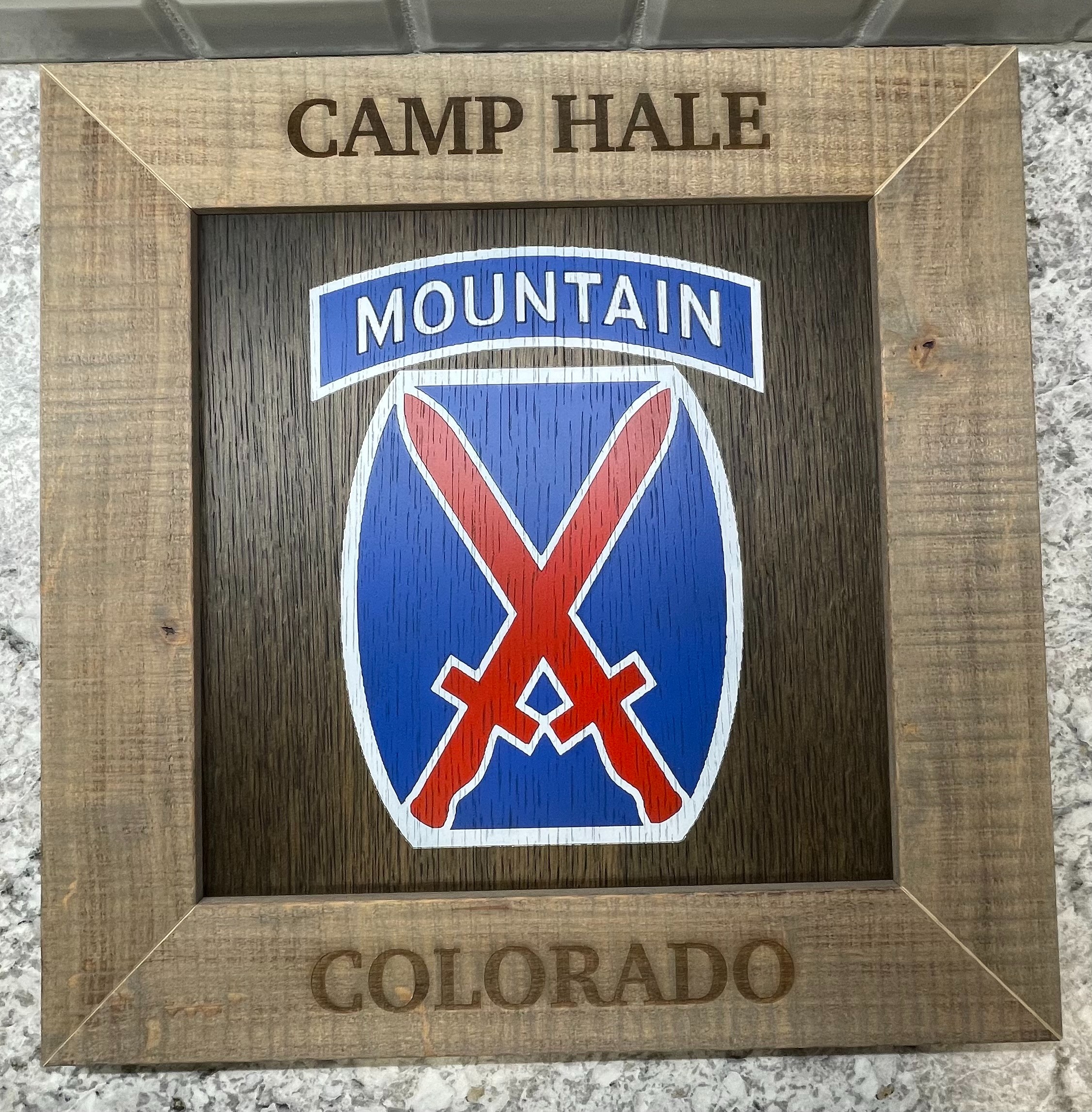 Camp Hale 10th Mountain Division Framed Wood Sign