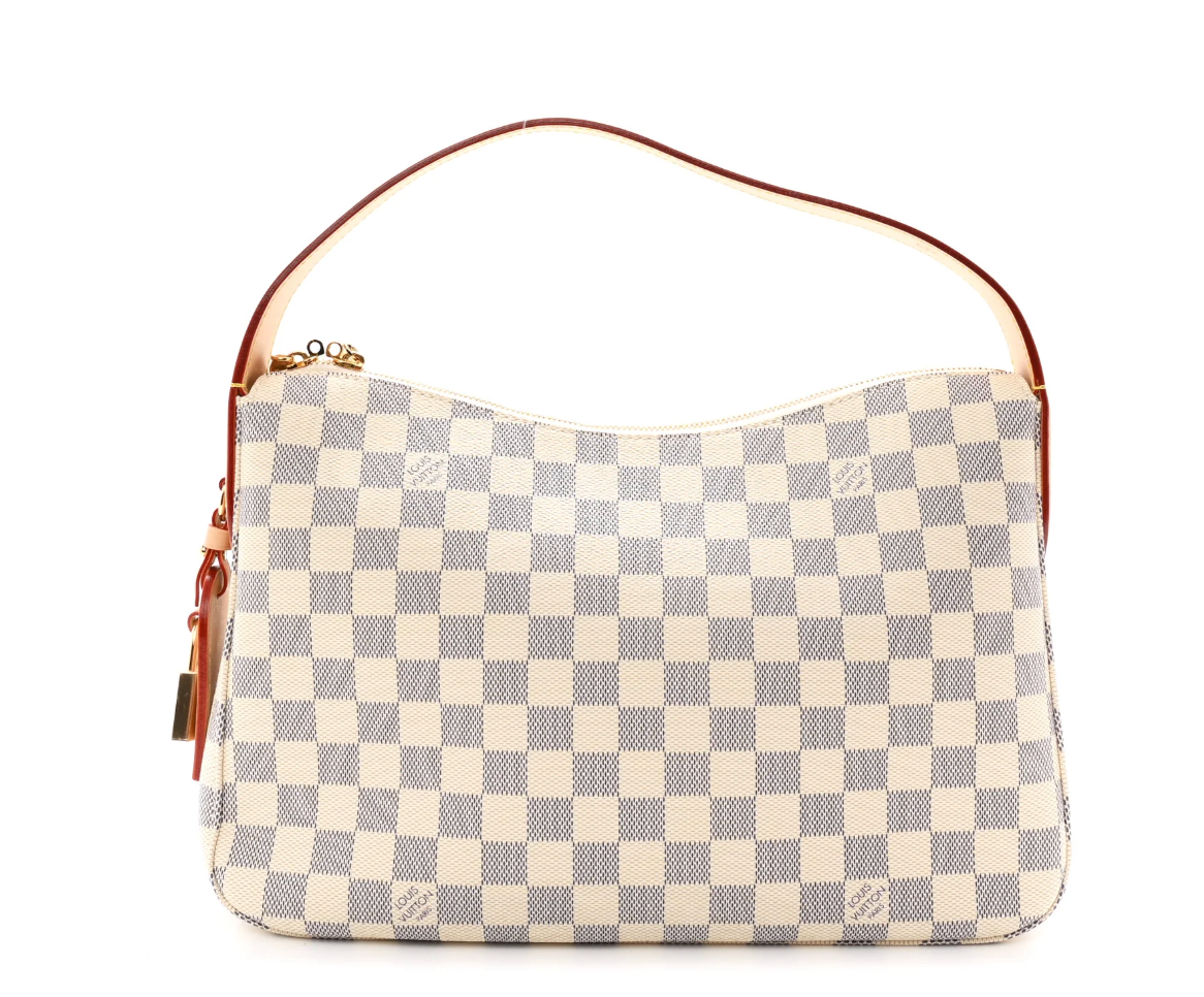 Preowned Louis Vuitton Damier Azur Slouchy PM Rose Ballerine