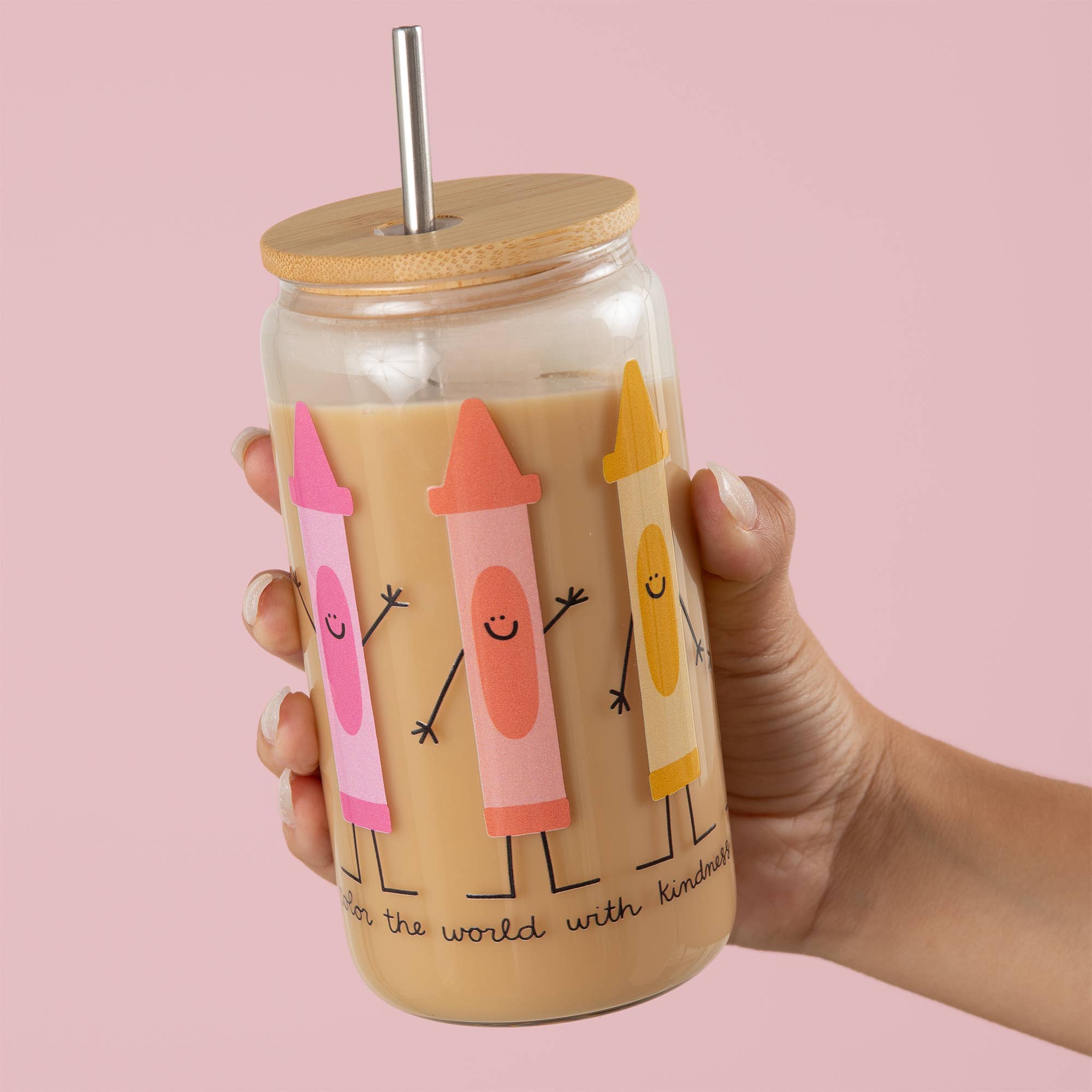 Color The World With Kindness Glass Can