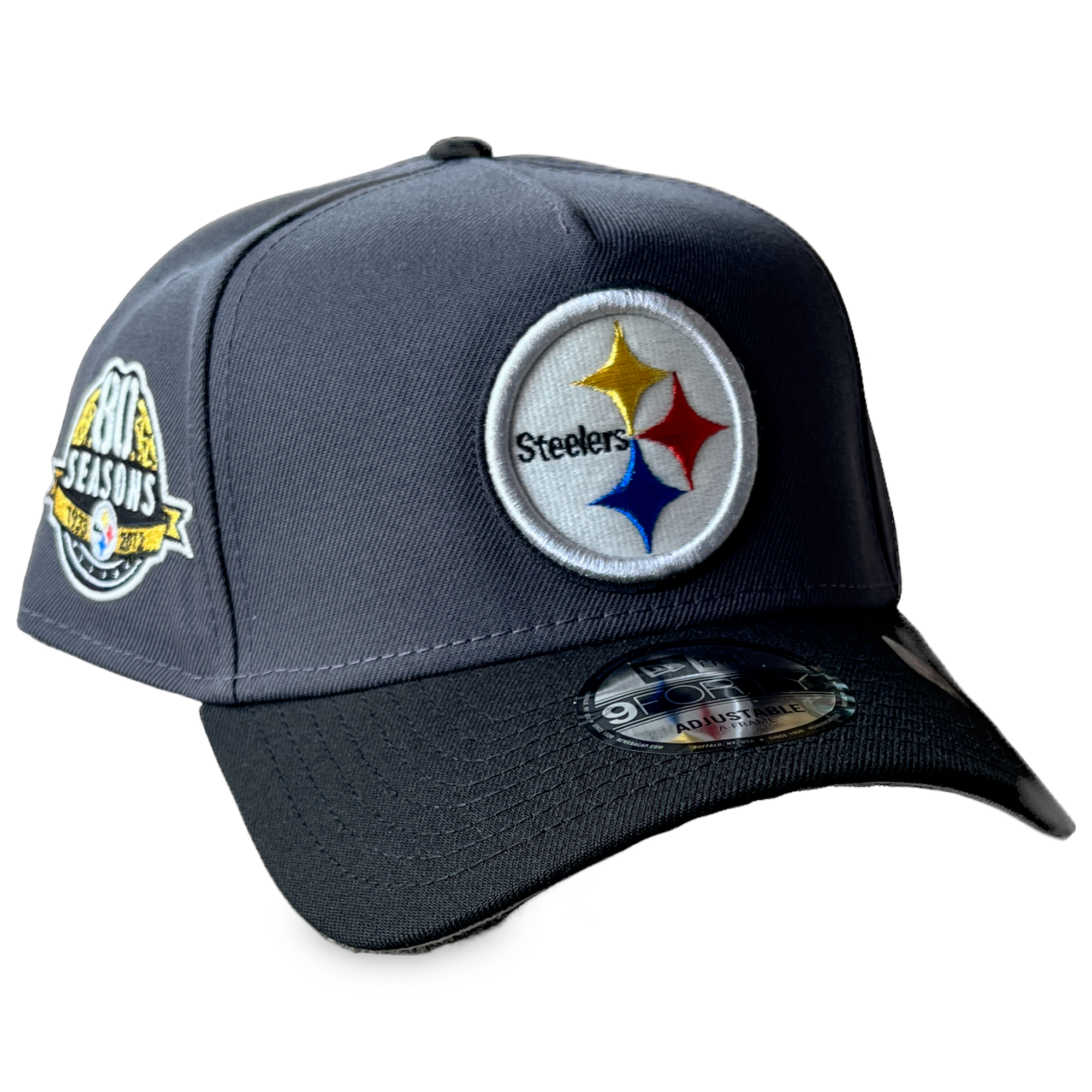Pittsburgh Steelers Graphite/Black New Era 9FORTY 80th Season Snapback Hat