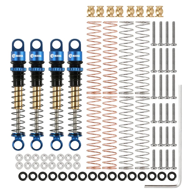 43mm Aluminium Threaded Double Barrel Shocks for SCX24 Blue
