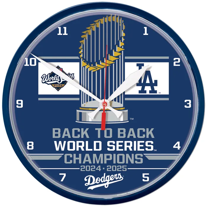 Los Angeles Dodgers 2025 World Series Champions Back to Back Wall Clock