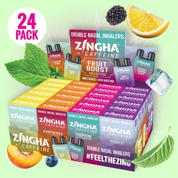 Zingha Caffeine Dual Nasal Inhaler Aromatherapy FRUIT BOOST 24ct