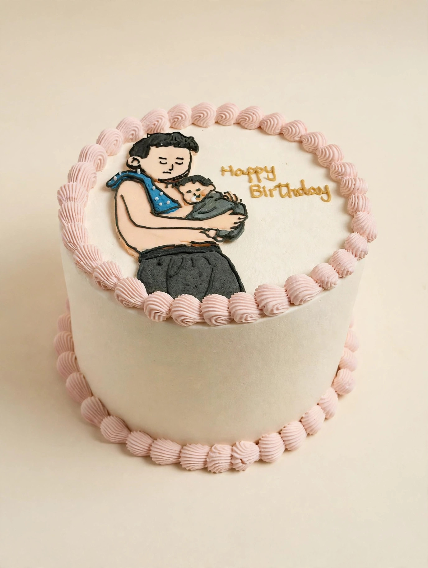 Hand-Drawn Dad Hug Cake — HoneyMe Bakery, Bellevue