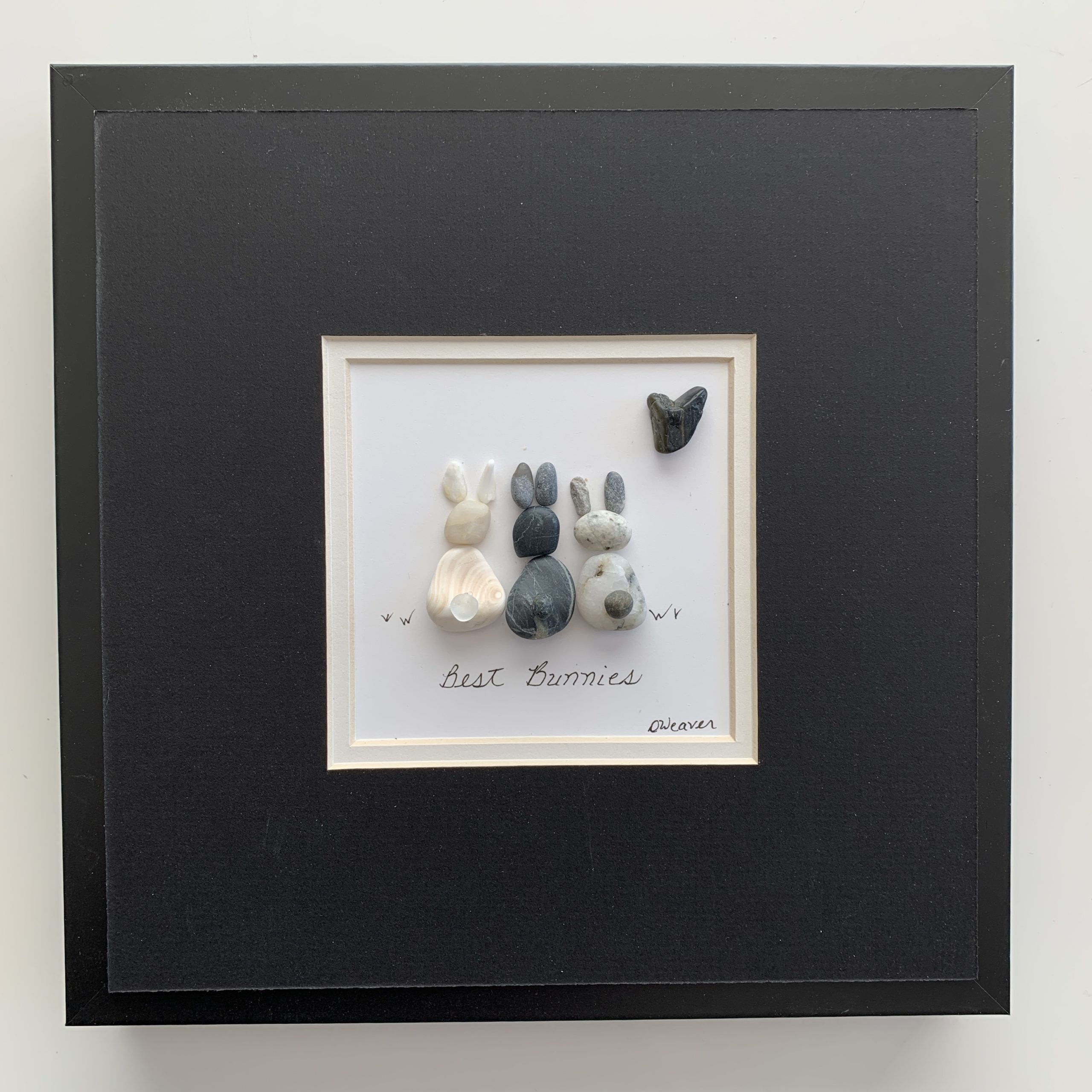 "Best Bunnies" (Best Buddies, bunny pebble art)