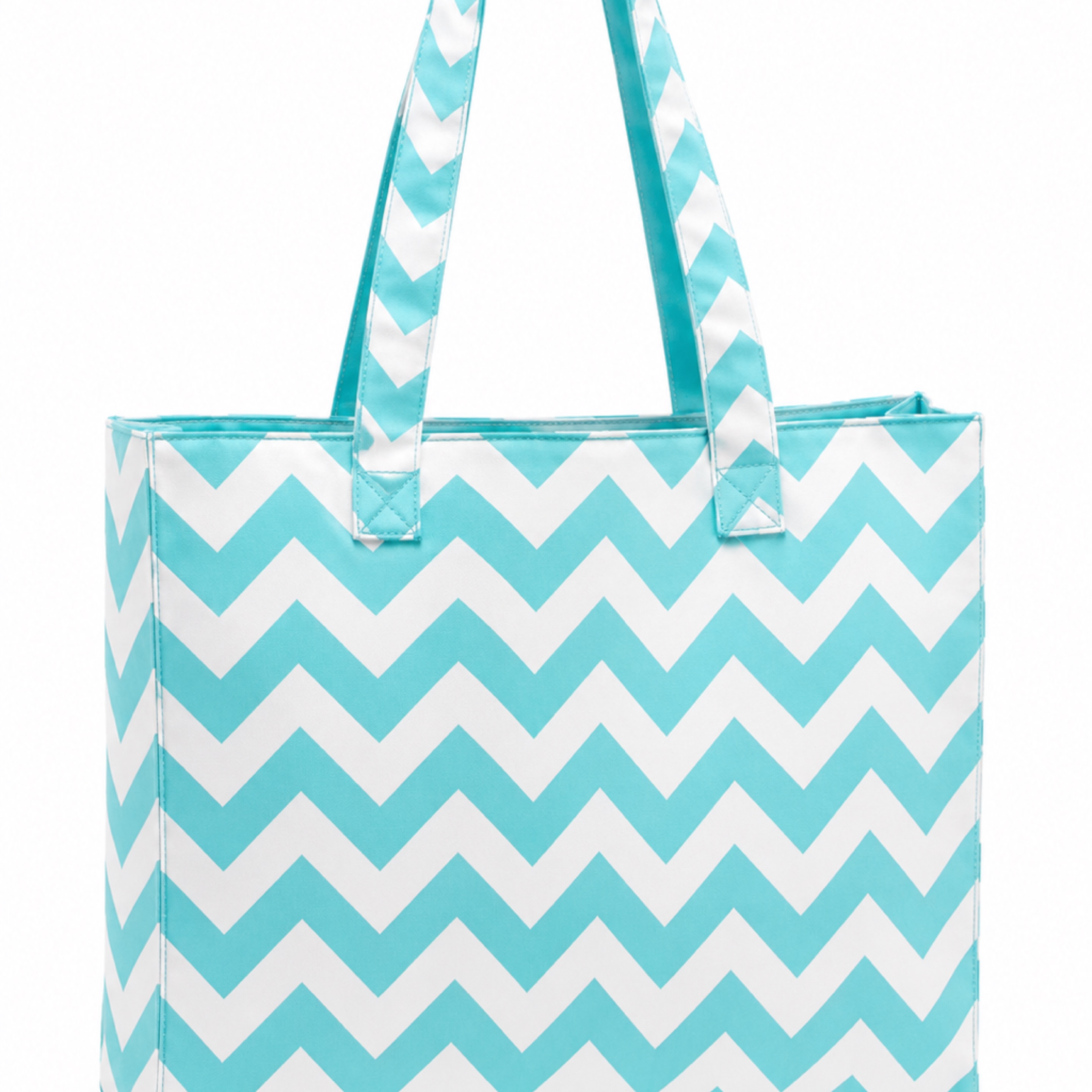 Aqua Chevron Tote Bag