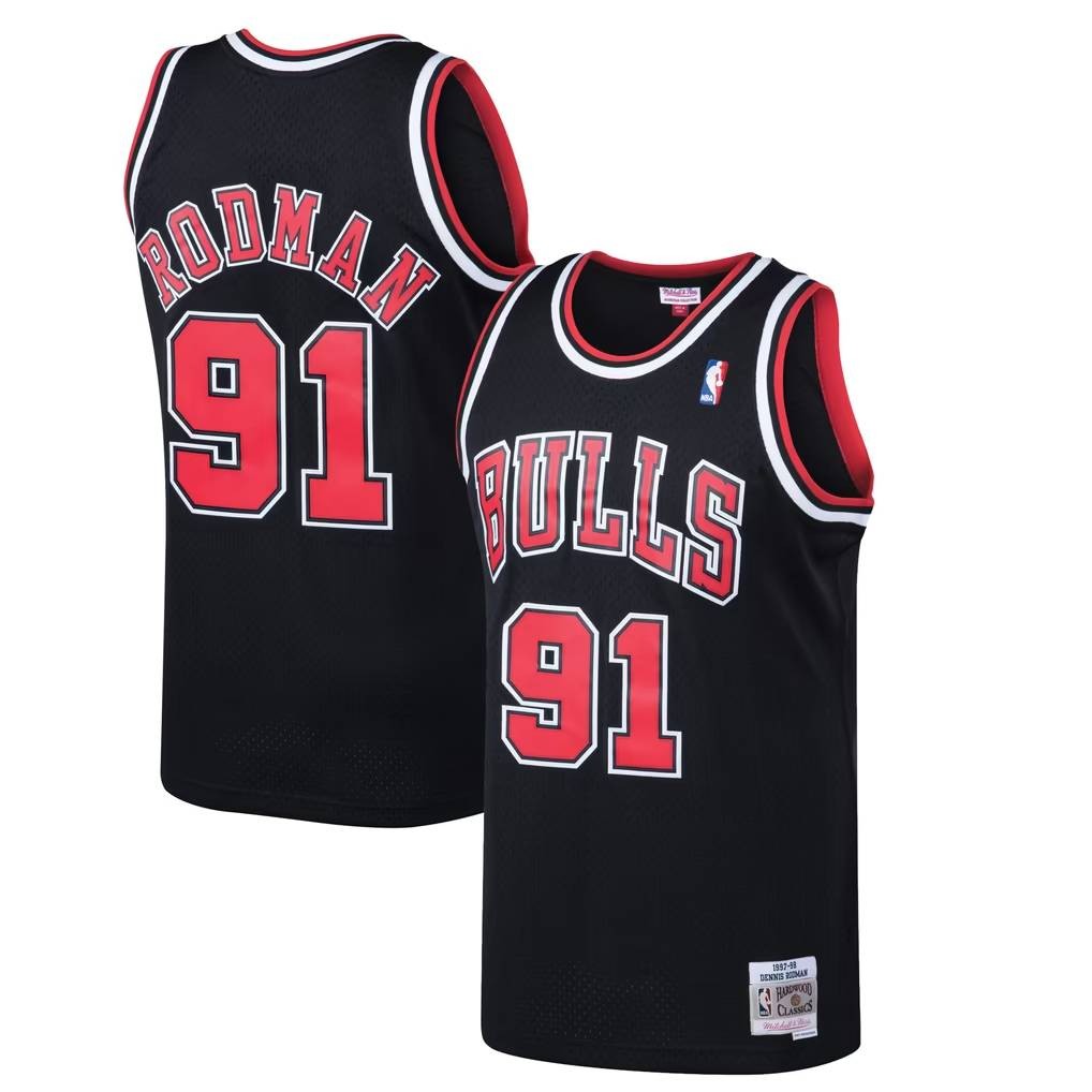 Chicago Bulls 1997-98 Dennis Rodman #91 Mitchell and Ness Black Swingman Jersey