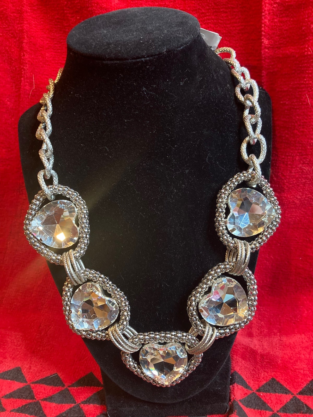 Traci Lynn LOVE CONNECTION SilverTone Heart Chain Necklace