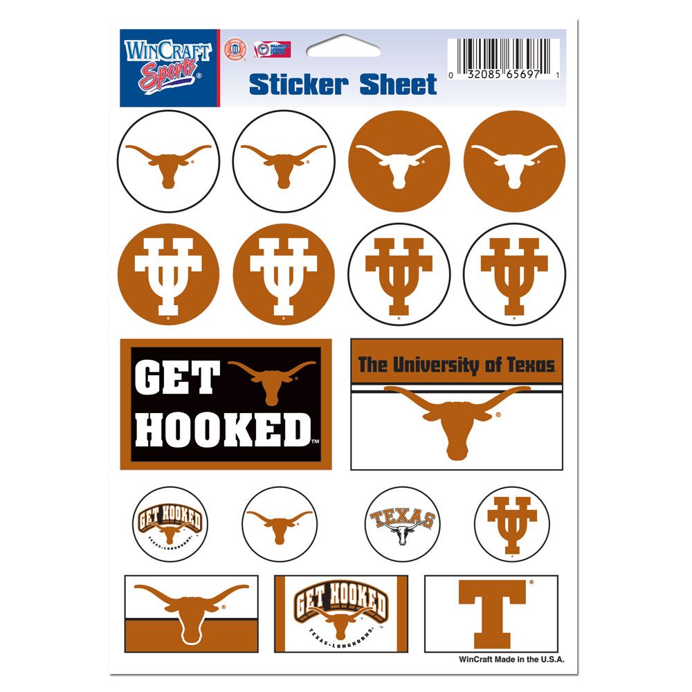 Texas Longhorns Vinyl Decal Sheet 5x7"